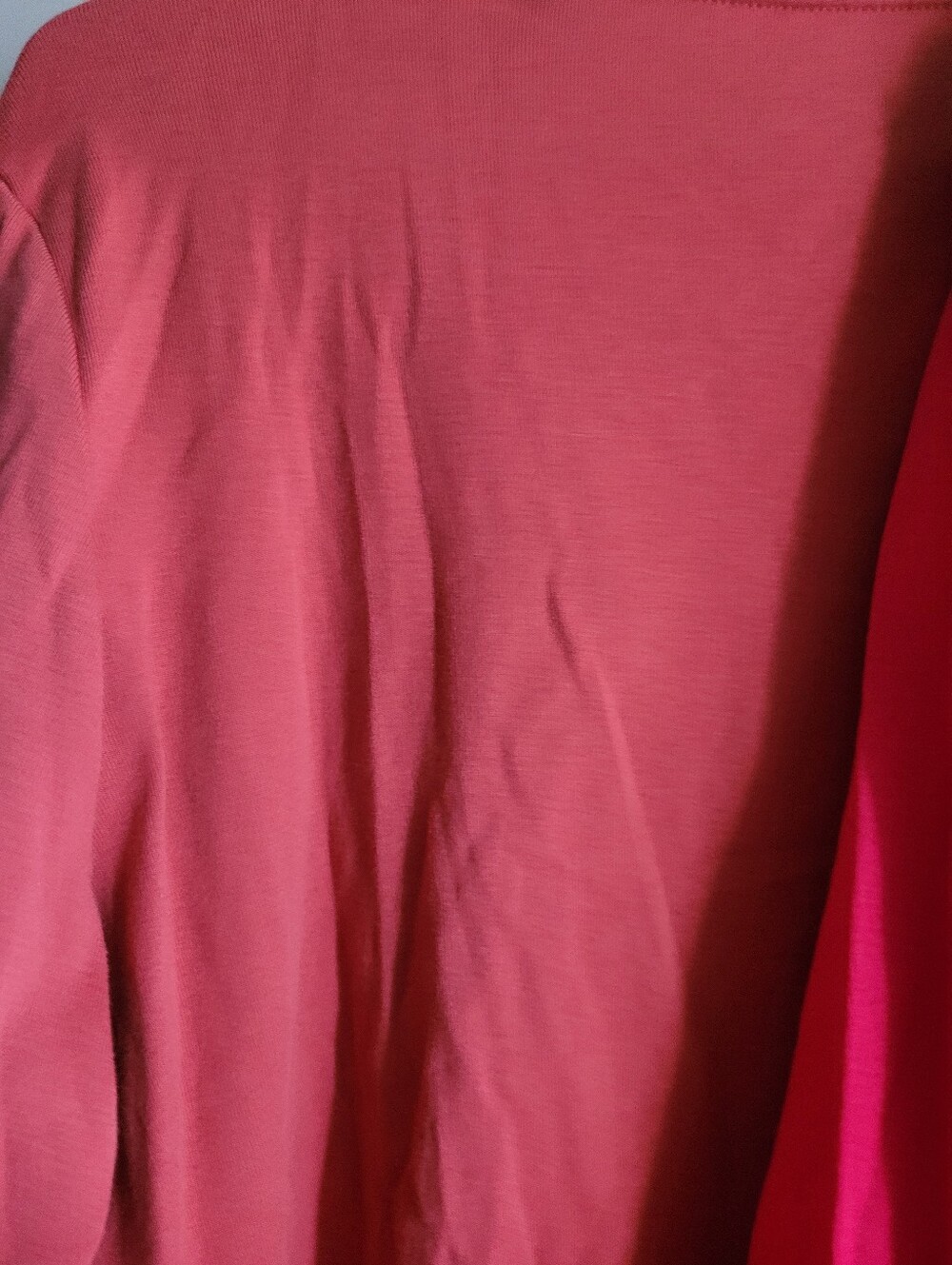 Women's V-Neck 3/4 Sleeve Top - Pink and Rust - Picture 8 of 8